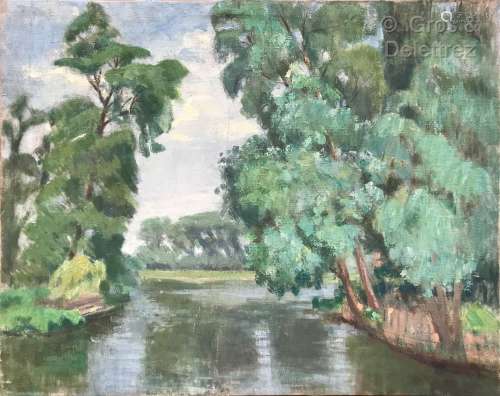 Clémence Louise BURDEAU (1891-1983) Bord de rivière, environ...