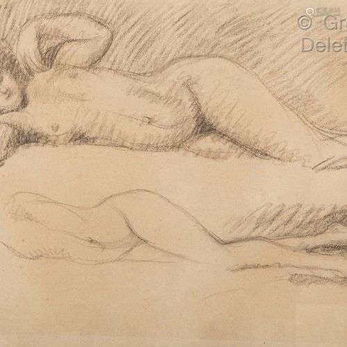 Théophile STEINLEN (1859-1923) Deux études de nus allongés F...