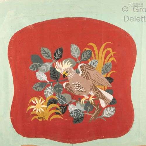 Roger CHAPELAIN-MIDY (1904-1992) Un oiseau posé sur une bran...