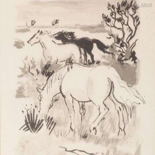 Yves BRAYER (1907-1990) Chevaux en Camargue Lithographie en ...