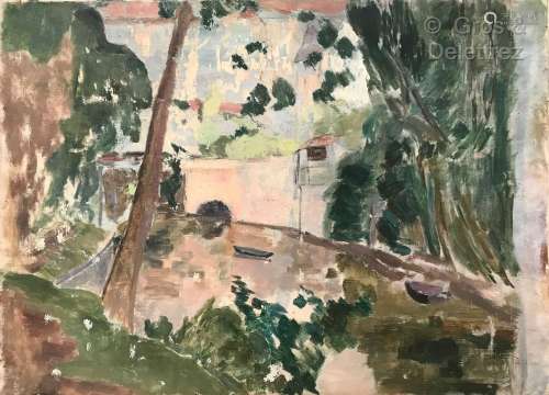 Clémence Louise BURDEAU (1891-1983) Maison en bord de rivièr...