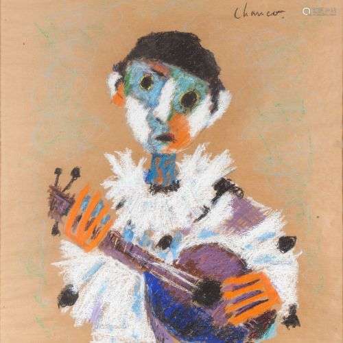 Roland CHANCO (1914-2017) Le petit clown à la guitare Crayon...