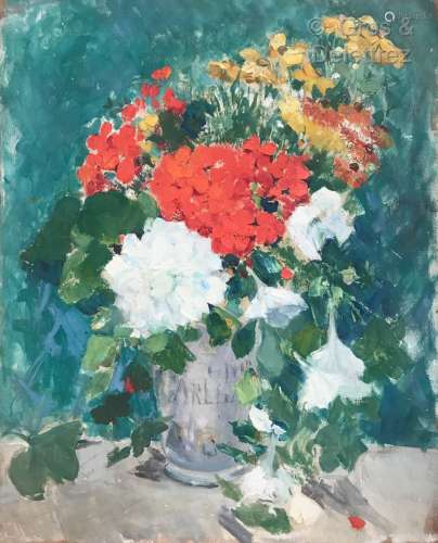 Clémence Louise BURDEAU (1891-1983) Bouquet dans un pot à ph...