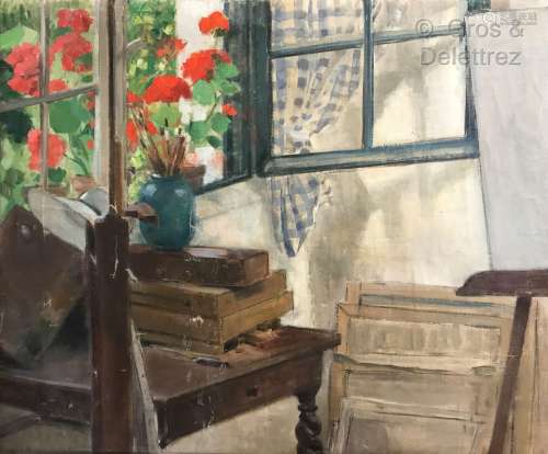 Clémence Louise BURDEAU (1891-1983) La vue de l atelier ou l...