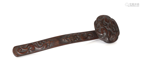 Chinese Carved Wood Ruyi Scepter