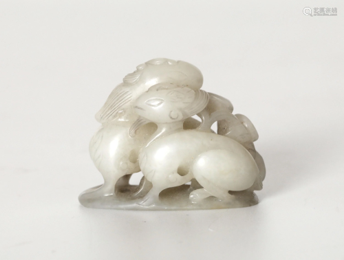 Chinese Carved Jade Figure Group Finial