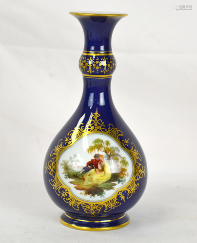 Meissen Blue & Gilt Painted Vase