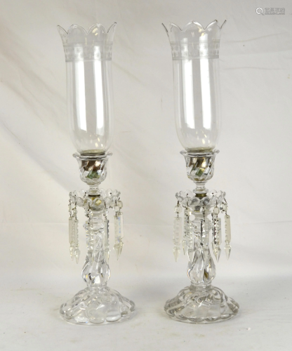 Pr Barccarat Cut Crystal Glass Candle Sticks