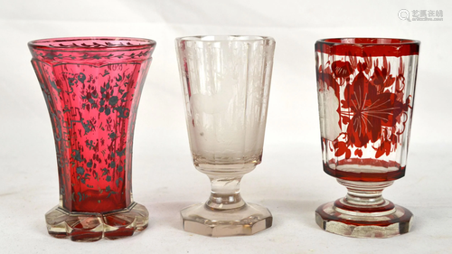 Three Pcs of Cut Crystal Glass Cups