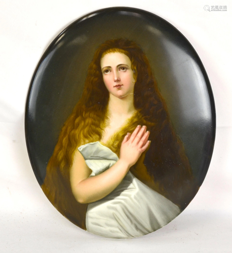 KPM Oval Shape Porcelain Plaque w. Lady