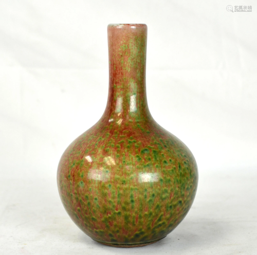 Chinese Peach Blossom Glazed Bottle Vase