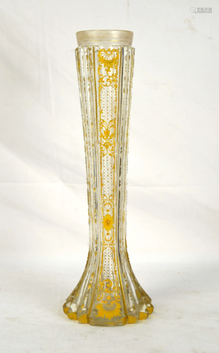 Antique Gilt Cut Crystal Glass Vase