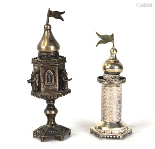 Two Silver Spice Pagoda Boxes