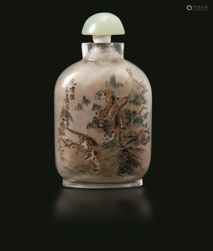 A glass snuff bottle, China, Qing Dynasty, 1800s