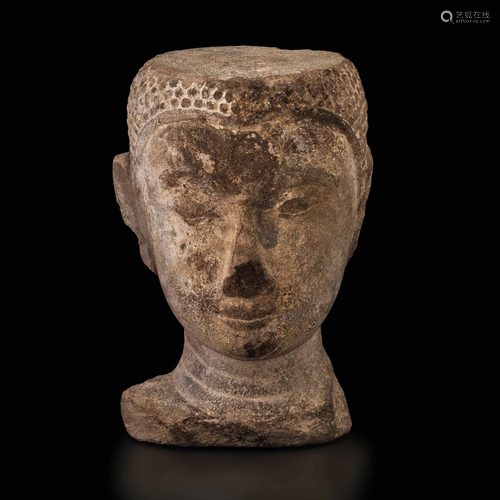 A stone Buddha head, Thailand, Ayutthaya, 1600s