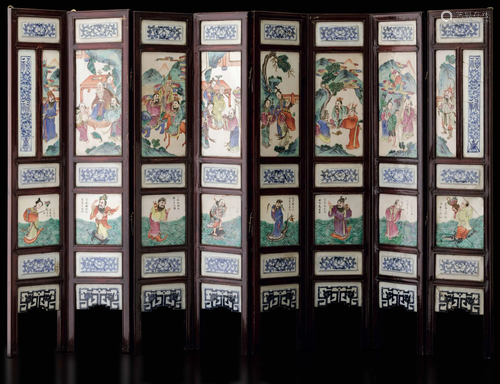 An eight-fold screen, China, Qing Dynasty