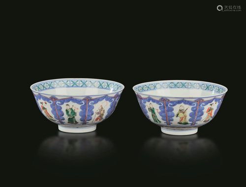 Two Famille Verte porcelain bowls, China