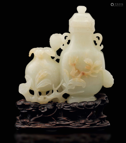 A jade and russet vase, China, Qing Dynasty