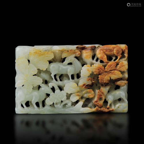 A carved jade plaque, China, Qing Dynasty
