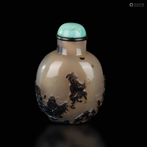 An agate snuff bottle, China, Qing Dynasty, 1800s