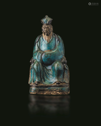 A stoneware dignitary, China, Ming Dynasty