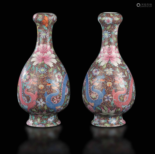 Two porcelain vases, China, Republic