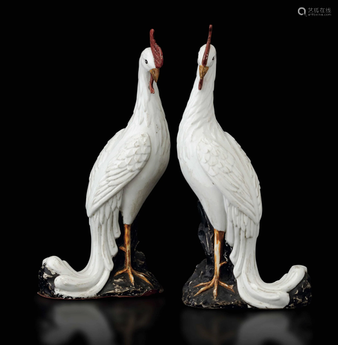 Two porcelain phoenixes, China, Qing Dynasty