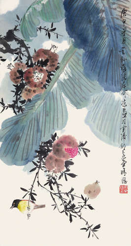 徐纯原 b.1943 芭蕉石榴 立轴 设色纸本