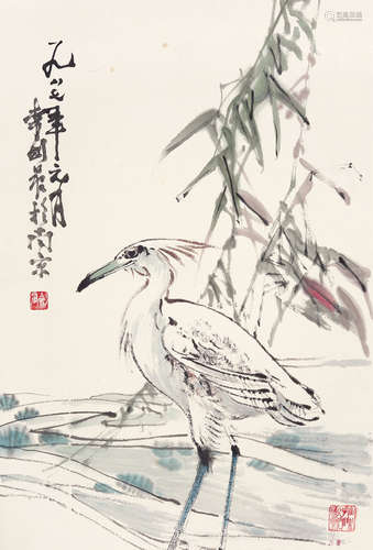 李剑晨 1900～2002 鹭鸶 镜片 设色纸本