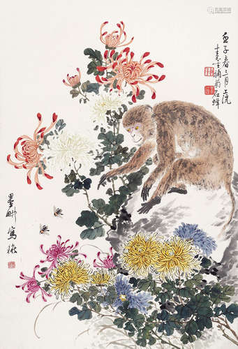 清 倪墨耕等 菊猴