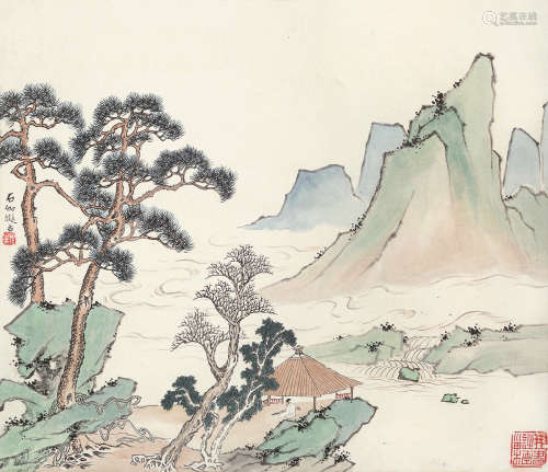 申石伽 1906～2001  山水  立轴  设色纸本