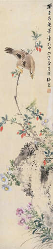 张熊 1803～1886  花鸟  立轴  设色纸本