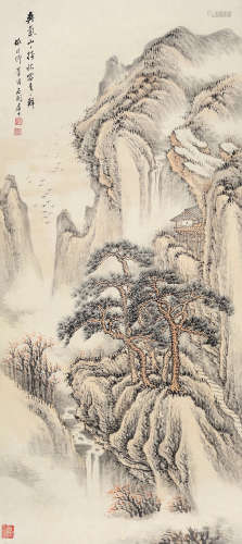 张石园 1898～1959  重山秋色  立轴  设色纸本