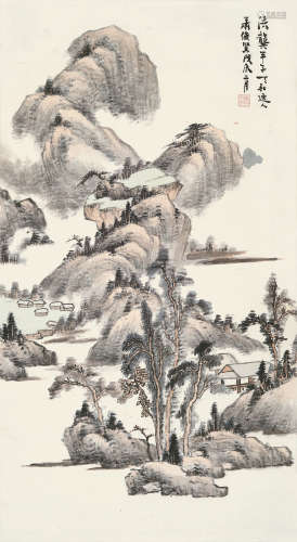 萧俊贤 1865～1948  松风叠嶂图  立轴  设色纸本