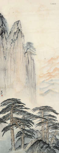 贺天健 1891～1977  观山图  立轴  设色纸本