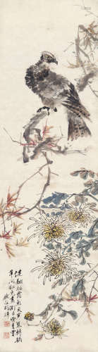 胡璋 1848～1899  苍鹰图  立轴  设色纸本