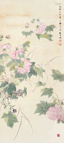 赵叔儒 1874～1945  月季  立轴  设色纸本