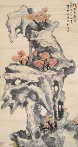 舒浩 1841～1901  双寿图  镜片  设色纸本