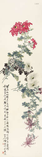 吴笠仙 1869～1938  秋菊图  立轴  设色纸本