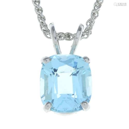A platinum aquamarine single-stone pendant,