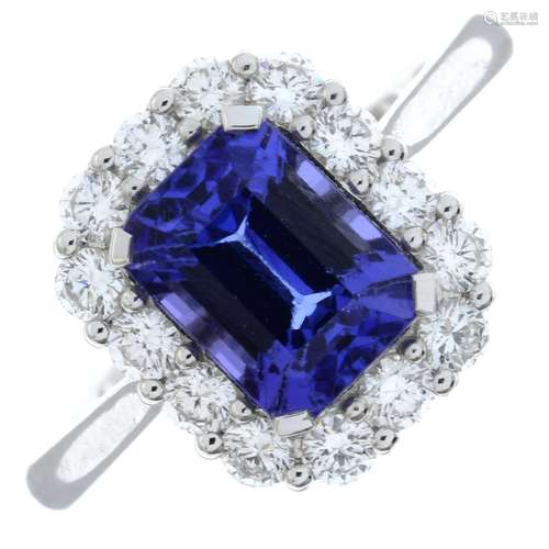 A tanzanite and brilliant-cut diamond cluster ring.Tanzanite...