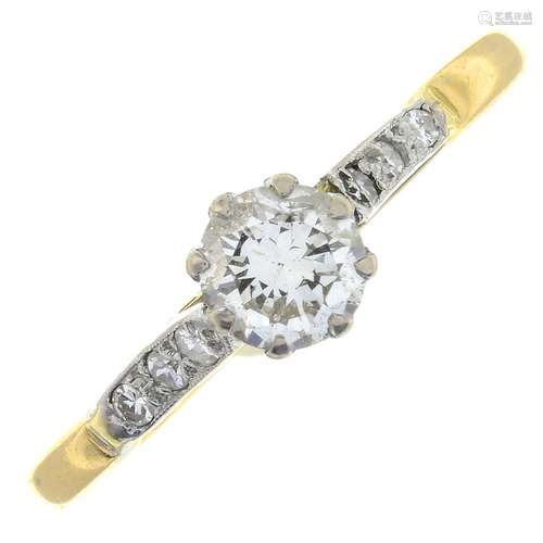 A brilliant-cut diamond single-stone ring,