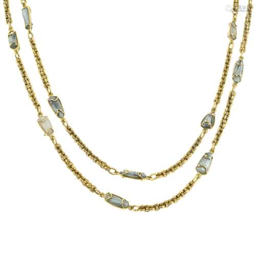 An early 20th century gold mother-of-pearl fancy-link neckla...