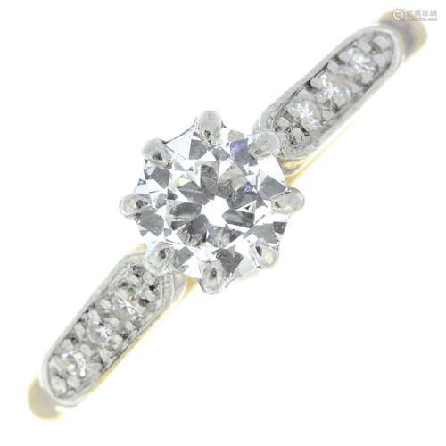 A mid 20th century18ct gold and platinum brilliant-cut diamo...