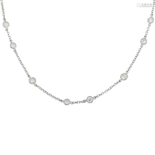 An 18ct gold brilliant-cut diamond necklace.Estimated total ...