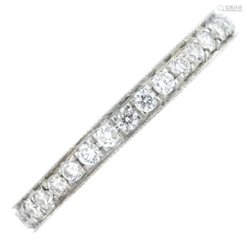 A platinum brilliant-cut diamond full eternity ring.Estimate...