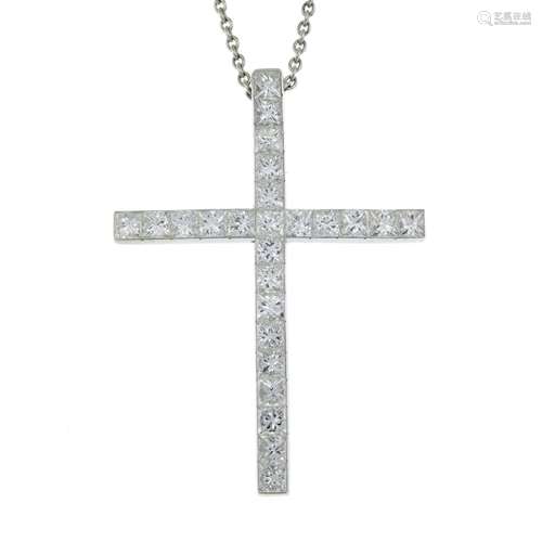 An 18ct gold square-shape cross pendant,