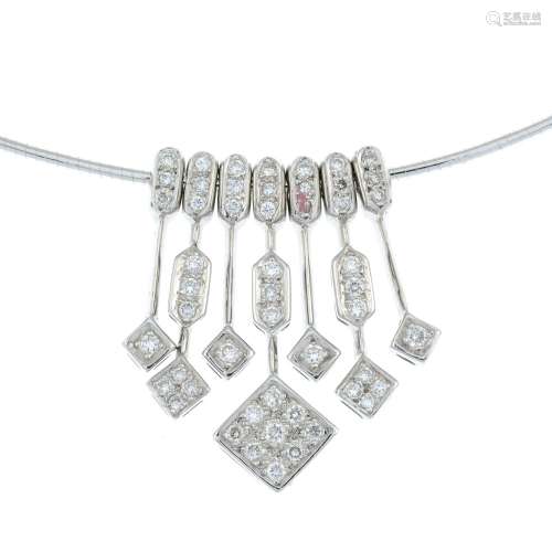 A brilliant-cut diamond seven-part pendant,