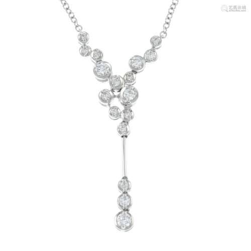 A brilliant-cut diamond drop necklace.Total diamond weight 0...