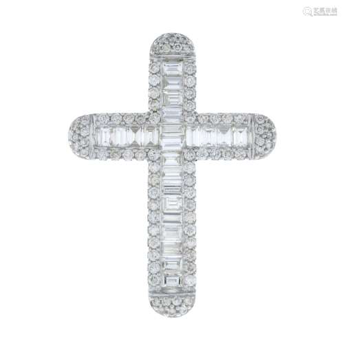 A vari-cut diamond cross pendant.Total diamond weight 1.82ct...